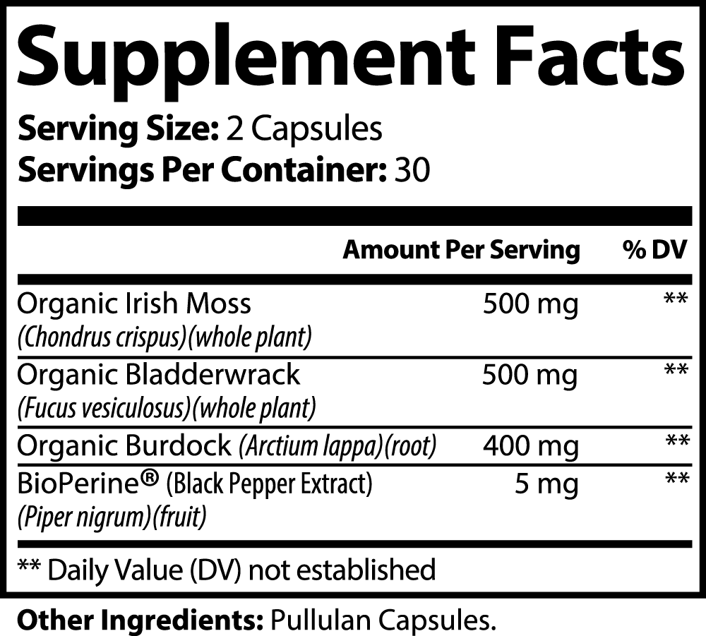 VitaVibeRX Sea Moss Supplement 43,500mg 4in1, 5 Super Ingredients, Extra Strength & High Potency, 60 Capsules, MADE IN USA